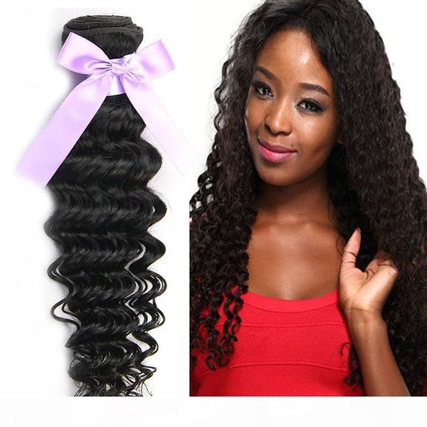 

brazilian virgin hair deep wave unprocessed brazilian human hair 3 4bundles dyeable brazilian deep wave weaves, Black