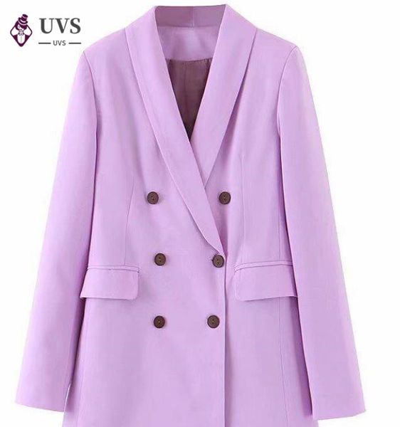 

2020 women blazer with turn-down collar solid double breasted pocket casual loose jacket femme pink oversize outwear coat, White;black