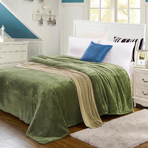 

blankets camel fleece blanket plaid warm soft brown japanese-style throw on sofa/bed/plane/travel bedspread bed sheet green