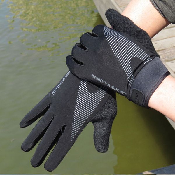 

cycling breathable gloves full finger touch screen men and women thin sports equipment outdoor climbing fitness non-slip fishing, Blue;gray