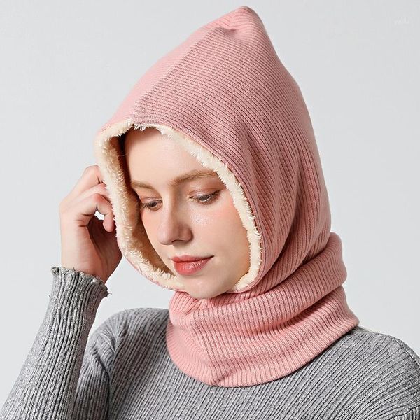 

beanies 2021 design winter cap neck scarf ring women men warm knitter head scarves solid thick fur snood1