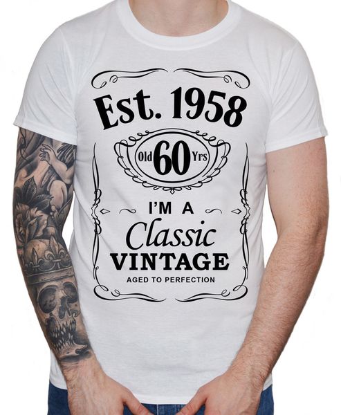 

cool tee shirt men's 60th birthday t-shirt est 1958 vintage man sixtieth 60 years gift summer t-shirt sport hooded sweatshirt hoodie