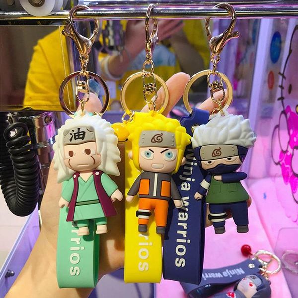

naruto keychain sasuke/kakashi pvc key chain pendant anime accessories cartoon key ring, Silver