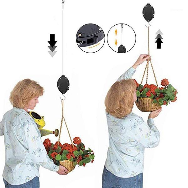 

retractable plant pulley adjustable plant hanger hook with locking mechanism for hanging flower baskets pots and bird feeders1