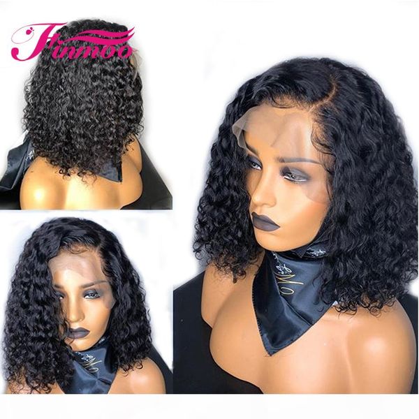 

honey blonde curly bob wig 13x6 lace front human hair wigs brazilian remy hair natural color lace wig pre plucked 180% for women, Black