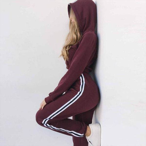 

новая мода женщины с длинным рукавом топы crop короткие толстовка толстовка усилитель; длинные брюки джемперы свитера вверх tracksuit 2pcs s, Gray