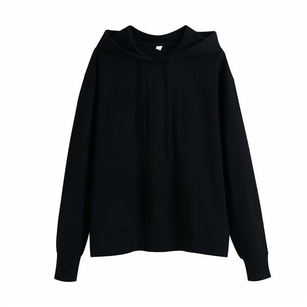 

2021 new women solid hoodies fashion ladies full sleeve streetwear female drawsting hooded sport girl pullover 3k4d, Black