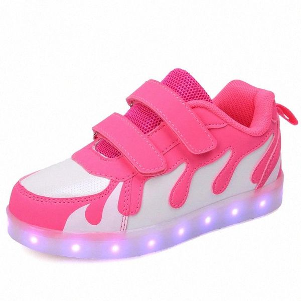 

kids led light up tennis shoes for boy girl children glowing usb charging pink casual sneakers kids boys girls fashion shoes #qp5y