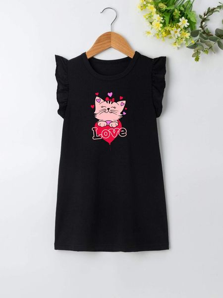 

toddler girls cartoon & letter graphic tee dress she01, Red;yellow