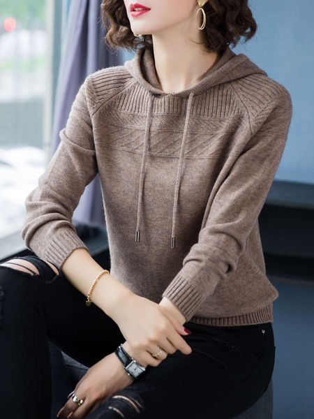 

short style young middle aged mother hoodie sweater new women's spring autumn winter knitted in 2020, Black