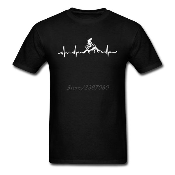 

sport mountain bike heartbeat funny mtb dirt bike t shirt plus size custom short sleeve men's t-shirt fashion family cotton