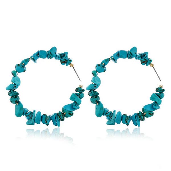 

hoop & huggie coral red natural stone handmade beads earrings trendy women jewelry big circle earring, Golden;silver