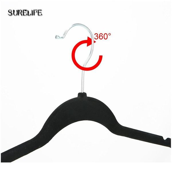 

30pcs black velvet hangers, flocked hangers - space saving, non-slip padded with notched shoulders 30p bbypbe