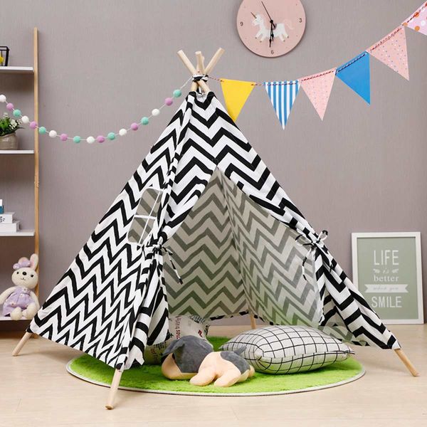 

130cm teepee large cotton linen kids teepee playhouse indian play tent house white children tipi tee pee tent 1020