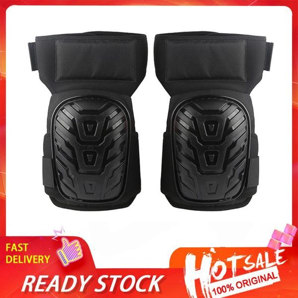 

elbow & knee pads adjustable heavy duty gel high density epe padding protector pvc shell for outdoor working gardening, Black;gray