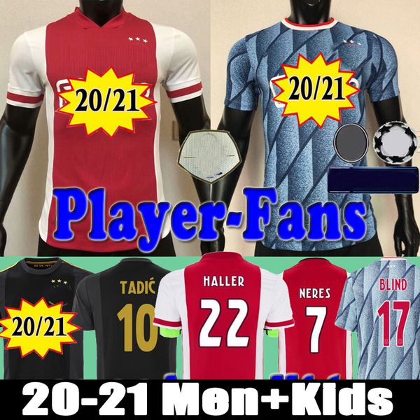 

men kids ajax haller 2020 2021 player version fans soccer jerseys s-4xl 20 21 black goalkeeper tadic biind neres cruyff football shirts, Black;yellow