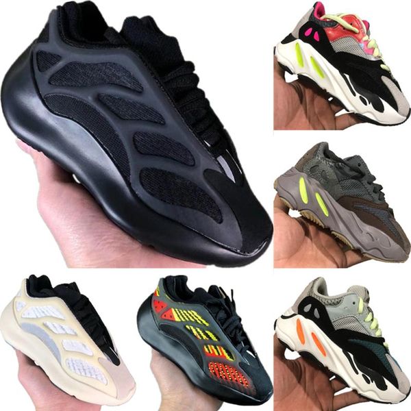 

with box 2020 azael 700 v3 static reflective kids mesh breathable running shoe originals kanye west 700 v2 kids buffer rubber jogger shoes, Black