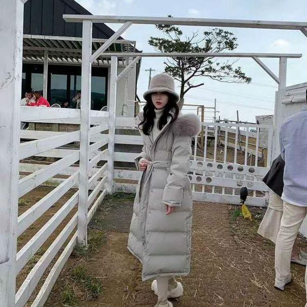 

women's winter down jacket coat female jackets for women 2020 white duck down real big fur collar coat ropa mujer lxr2921, Black