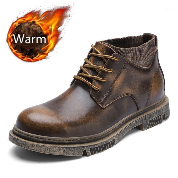 

brand winter men snow boots warm plush men's boots waterproof genuine leather ankle outdoor non-slip men casual shoes1, Black