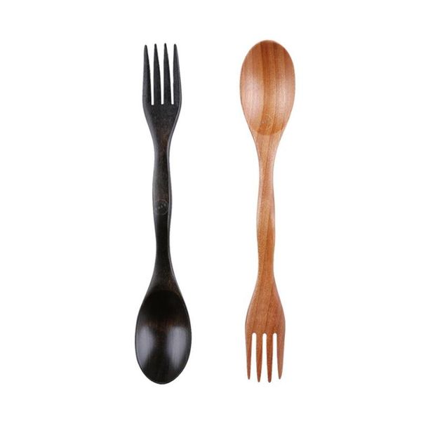 

nordic style wooden spoon fork double-end spoon multifunction ice cream dessert fruit environmental tableware w7510