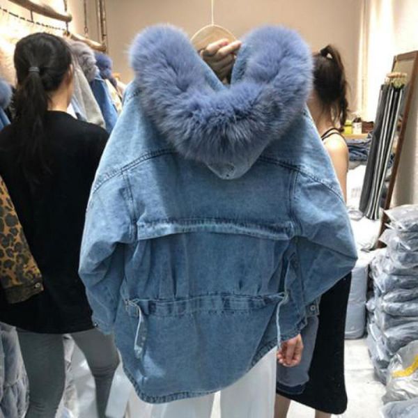 

female denim fashion women 2019 warm long high parka cape winter solid causal mouw end wool jacket ljjtm, Black