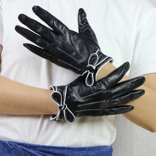 

five fingers gloves harppihop*genuine leather women autumn winter plus thin fashion slim hand warm sheepskin female, Blue;gray