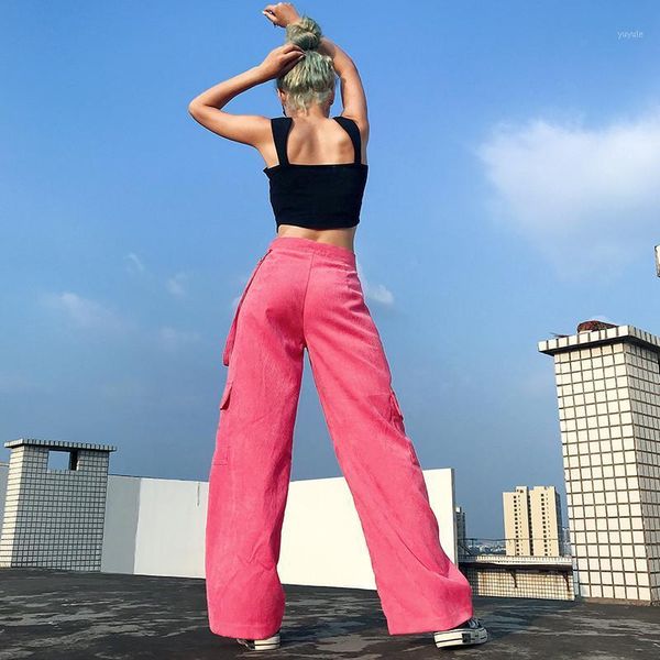 

women's pants loose high waist corduroy wide-leg trousers straight-leg pants straight-leg lady clothing 2020 spring autumn new1, Black;white