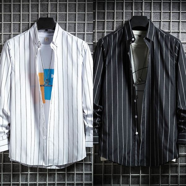 

kiwdq 2020 spring simple autumn shirt casual striped long sleeve new men's fashion slim and cotton non-ironing shirt for men vxxpj, Blue