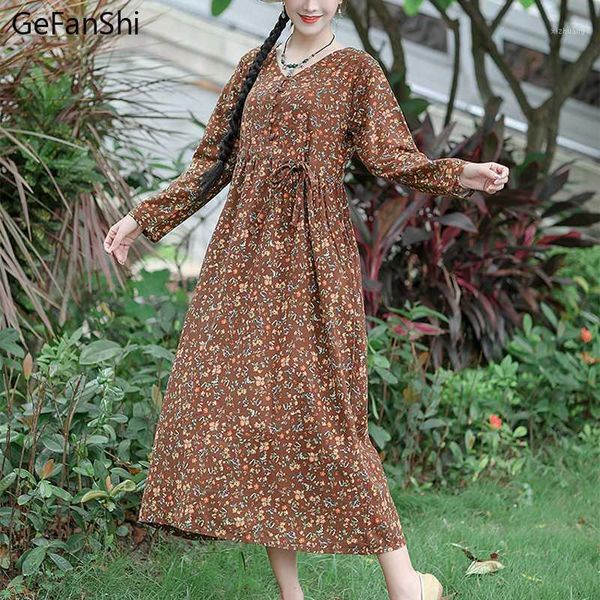 

casual dresses long dress autumn winter fashion women print v-neck loose sleeves office ladies plus size1, Black;gray