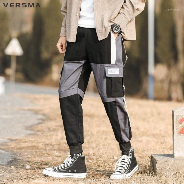 

versma korea harajuku sports pants men trousers sweatpants women plus size hip hop dance costumes kpop jogger pants dropshipping1, Black