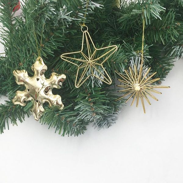 

christmas metal snowflake star ornaments hanging christmas tree ers pendant gifts party festival supplies1