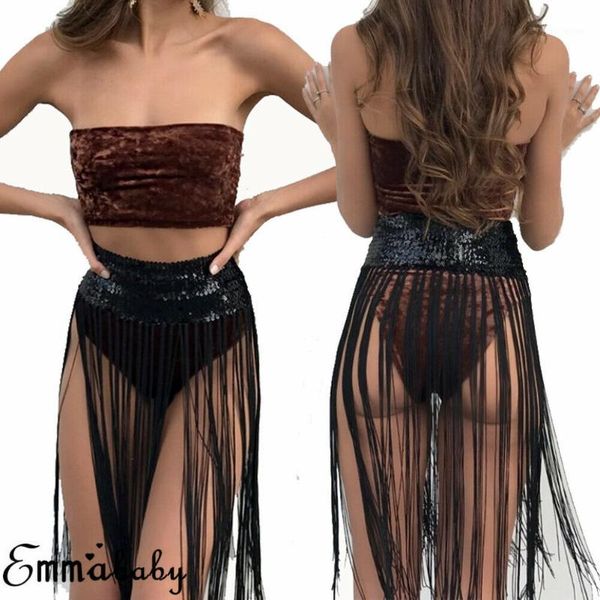 

2019 women sequin shiny club mini skirts ladies summer holiday party beach dance tassel fringe skirts beach wear1, Black