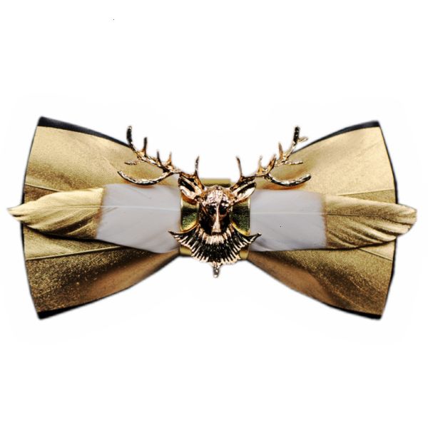 

feather men's groom tie wedding golden new 2019 stitching leather bow necktie, Black;gray