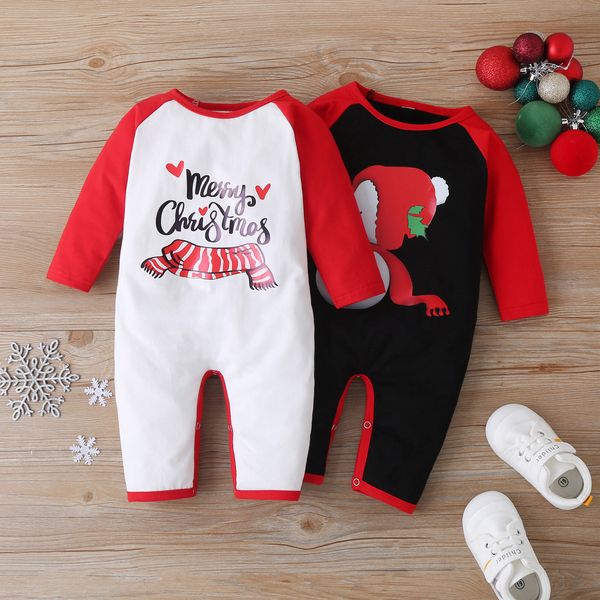 

christmas baby clothes newborn infant baby boys girls christmas cartoon letter print romper jumpsuit baby kids bodysuit sets 1021, White