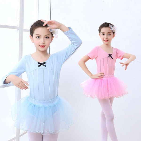 

girls' training children's split ballet latin examination gauze shapeng skirt performance drs, Blue