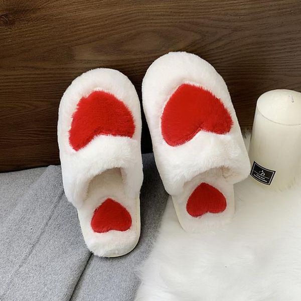 

slippers warm soft for women casual heart cotton slipper winter 2021 non-slip floor home furry shoes bedroom, Black