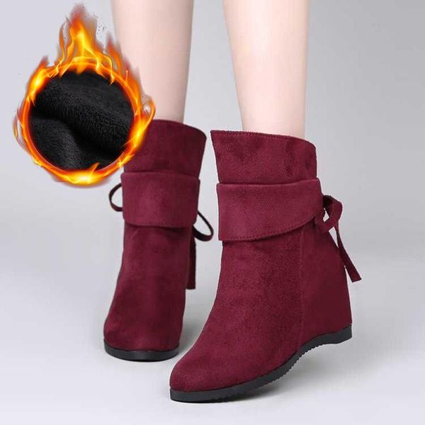 

2020 winter shoes women snow boots fashion height increasing shoes women ankle boots casual woman wedge heels a1752, Black