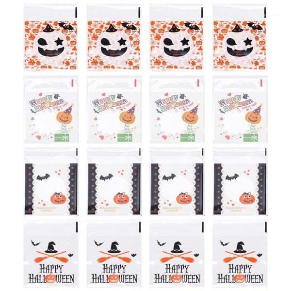 

400pcs pumpkin halloween bakery bags self adhesive candy bags1