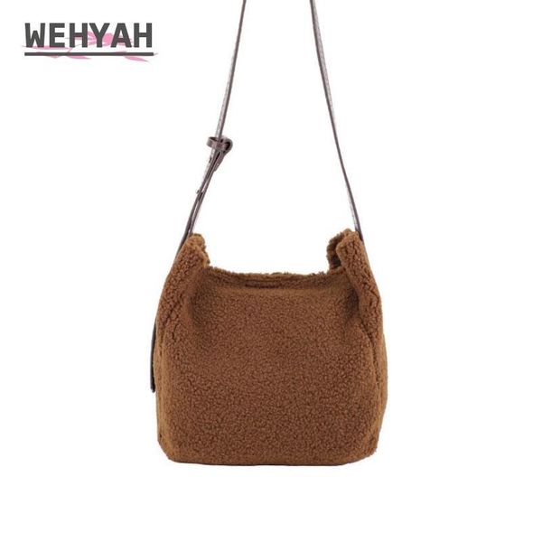 

wahyah faux fur bag lambswool winter women fashion handbags crossbody bag for woman tote solid plush purses handbag zy102