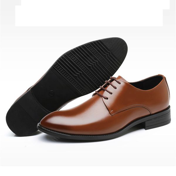 

2020 men's brand leather formal christmas party dress shoes oxfords vintage retro elegant shoes work, Black