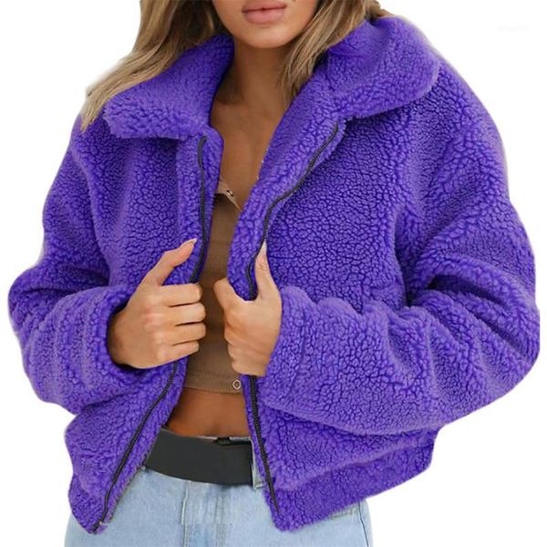 

lamb fur coat sweatshirts fashion women autumn winter solid long sleeve zipper pullovers thicken warm fur casual jackets 6q23021, Black