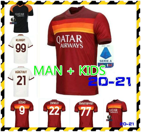 

soccer jerseys as de rossi roma dzeko zaniolo rome totti perotti kolarov 20 21 football shirt 2020 2021 men kids kit uniforms maillot third, Black;yellow