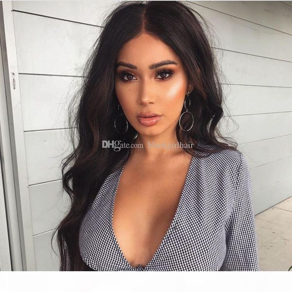 

130% плотность полный шнурок человеческих волос парики для женщин бразильский парик волны тела pre щипковых front с ребенком волос, Black;brown