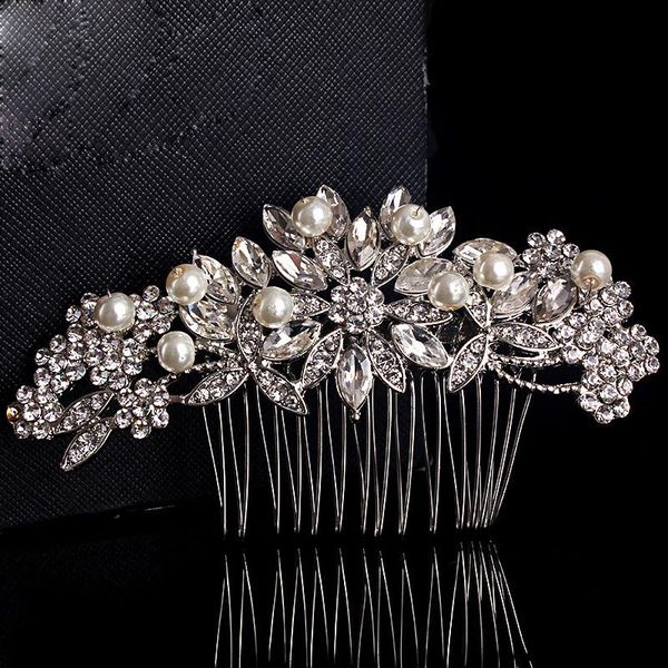 

slbridal selling rhinestones crystals pearls flower leaf wedding hair comb bridal hair accessories bridesmaids women, Golden;silver