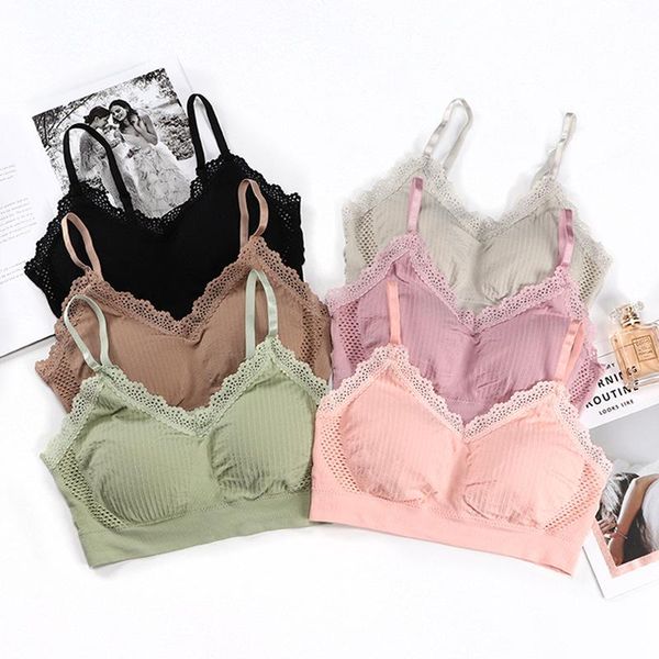

push up bras women wirelss underwear lace sports bra for yoga breathable female training workout tank crop outfit