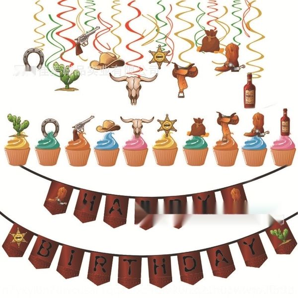 

r5bvg western flag theme ing pendant pendant spiral cowboy pull party pull flagcowboy tribal flag decoration set nuaum