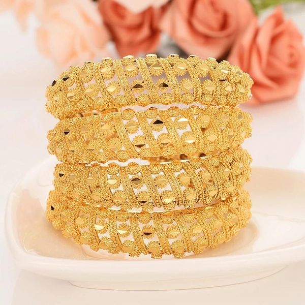 Braccialetti d'oro per le donne Oro Dubai Sposa Bracciale da sposa Africa Gioielli arabi Fascino per bambini Bracciale regali