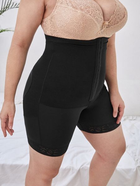 

plus front close shapewear shorts r31x#, Black;white