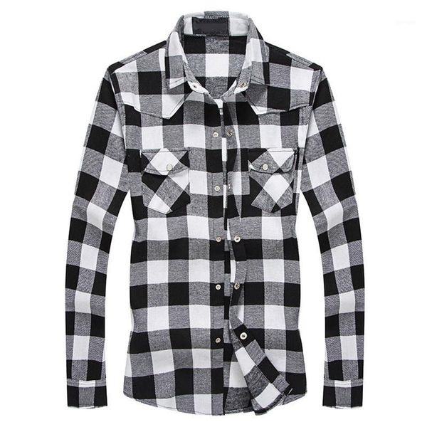 

laamei men's slim classic long sleeve shirt 2018 new men's shirt flannel large plaid color design casual stylish dynamic1, White;black