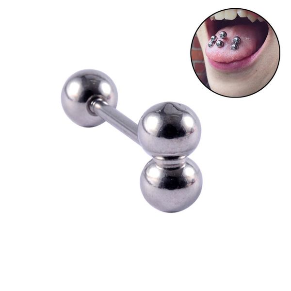 

1pc stainless steel tongue rings middle finger tongue barbell 16mm slave ring piercing barbell forbidden piercing body jewelry q sqcpnr, Silver